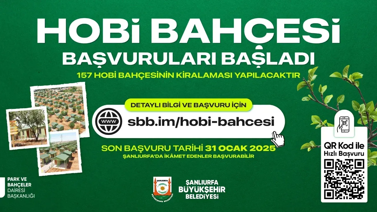 Şanlıurfa Büyükşehir Belediyesi Hobi Bahçesi Başvuruları Başladı!