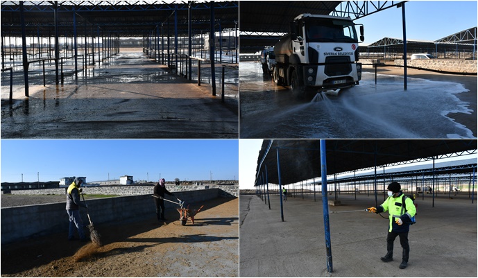 Siverek hayvan pazarında temizlik ve dezenfekte çalışması yapıldı