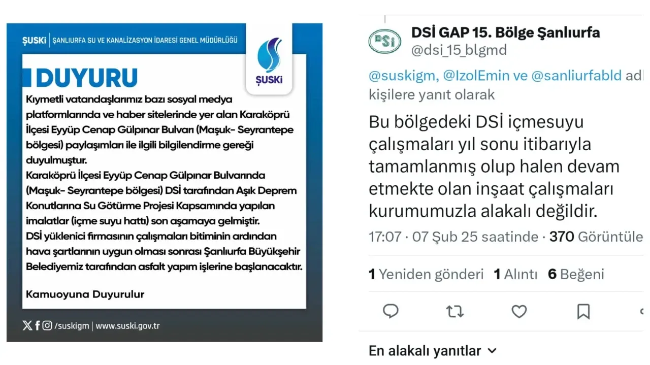 Maşuk Yolunda Yetki Tartışması: ŞUSKİ ve DSİ Arasında Açıklama Krizi