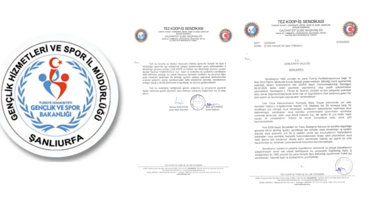 Şanlıurfa Gençlik Spor İl Müdürlüğü'nde Mobbing ve Sendikal Baskı İddiaları