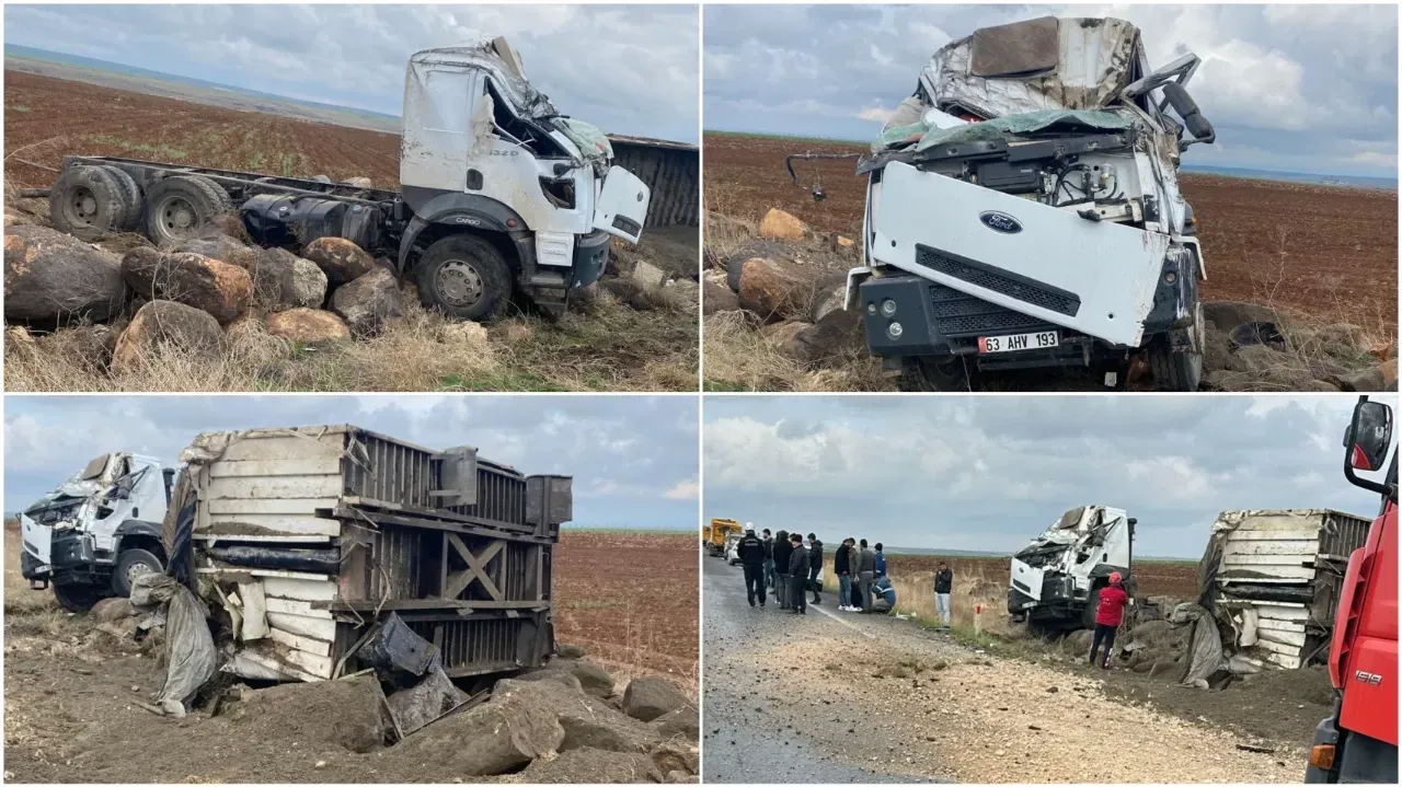Şanlıurfa'da kontrolden çıkan kamyon şarampole devrildi: Sürücü ağır yaralandı