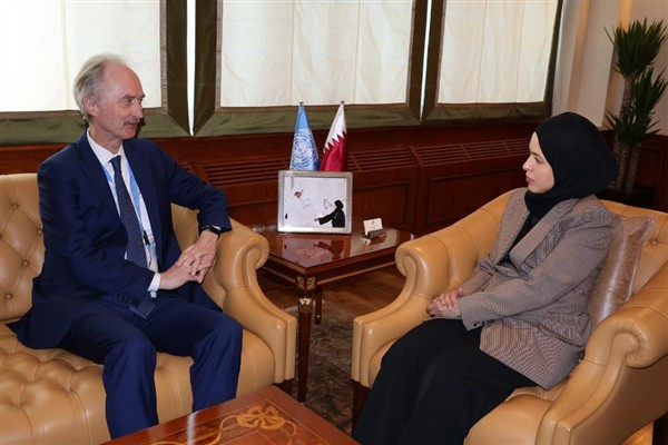 Katar'ın BM Daimi Temsilcisi Al-Thani, BM Suriye Özel Temsilcisi Pedersen ile görüştü