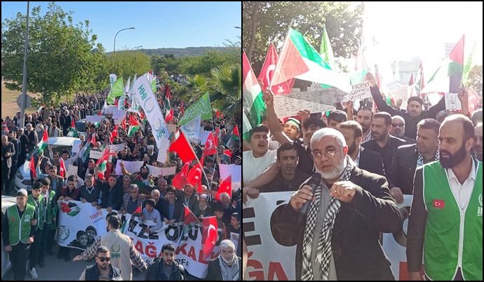 Şanlıurfa'da 35 Bin Kişi  Gazze için yürüdü, El Cezire canlı yayınladı