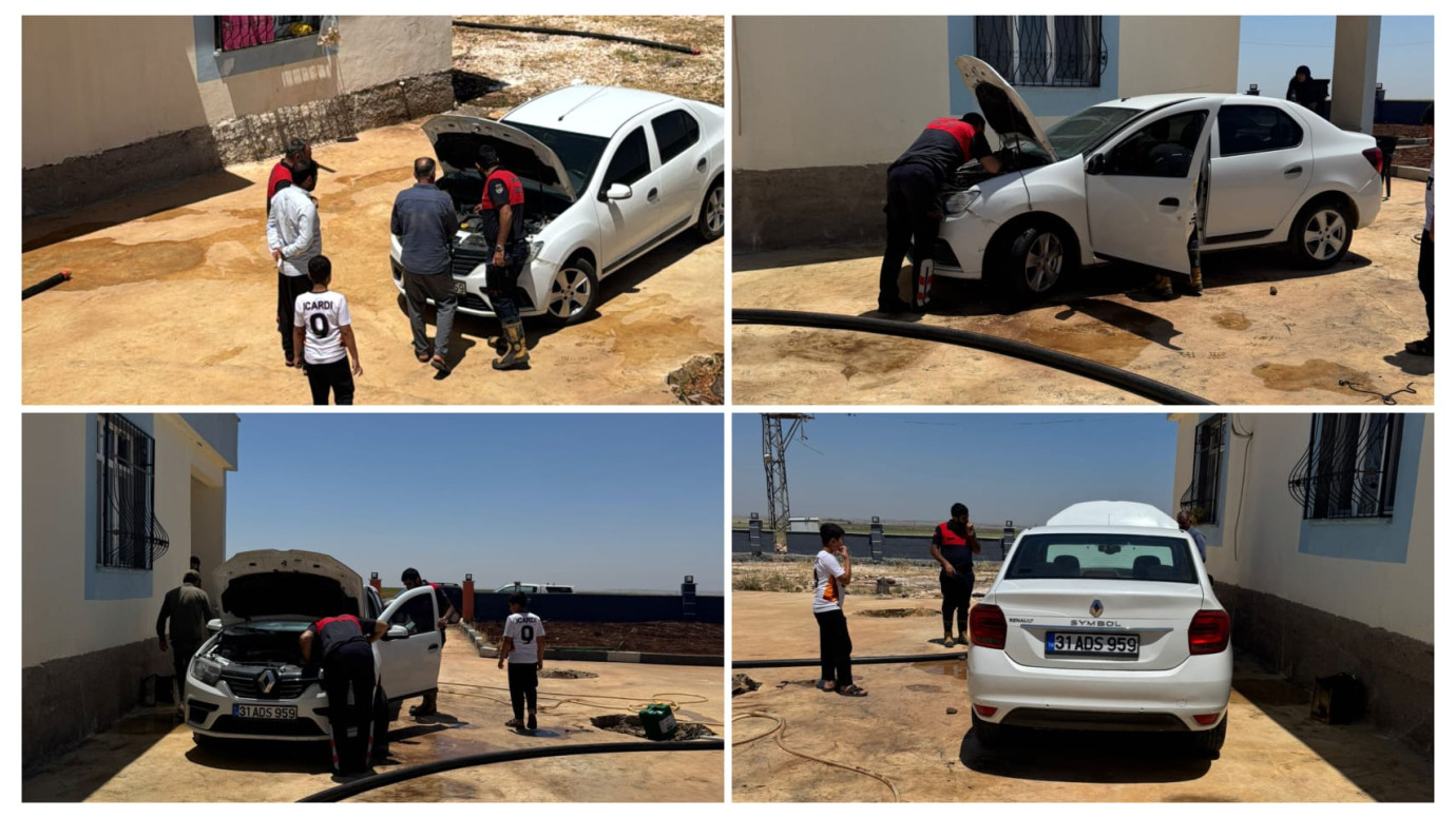 Siverek’te Araca Yılan Girdi, İtfaiye Ekipleri Harekete Geçti