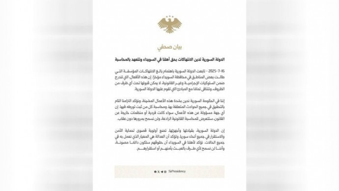 Suriye geçiş hükümeti Süveyde’daki suçlarını itiraf etti