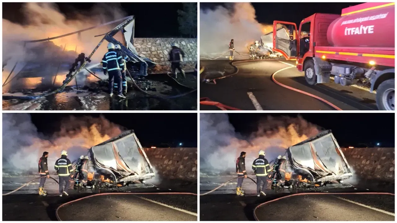 Otoyolda Motor Yağı Yüklü Araçta Yangın