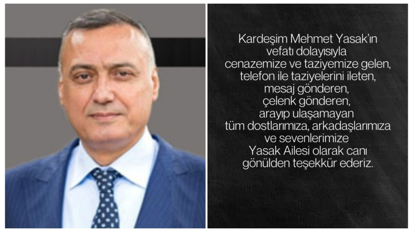 Ali Yasak'tan Teşekkür Mesajı