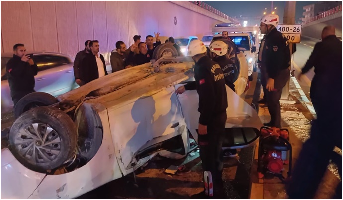 Şanlıurfa’da Otomobil Ters Döndü: Baba ve 2 Çocuğu Yaralandı