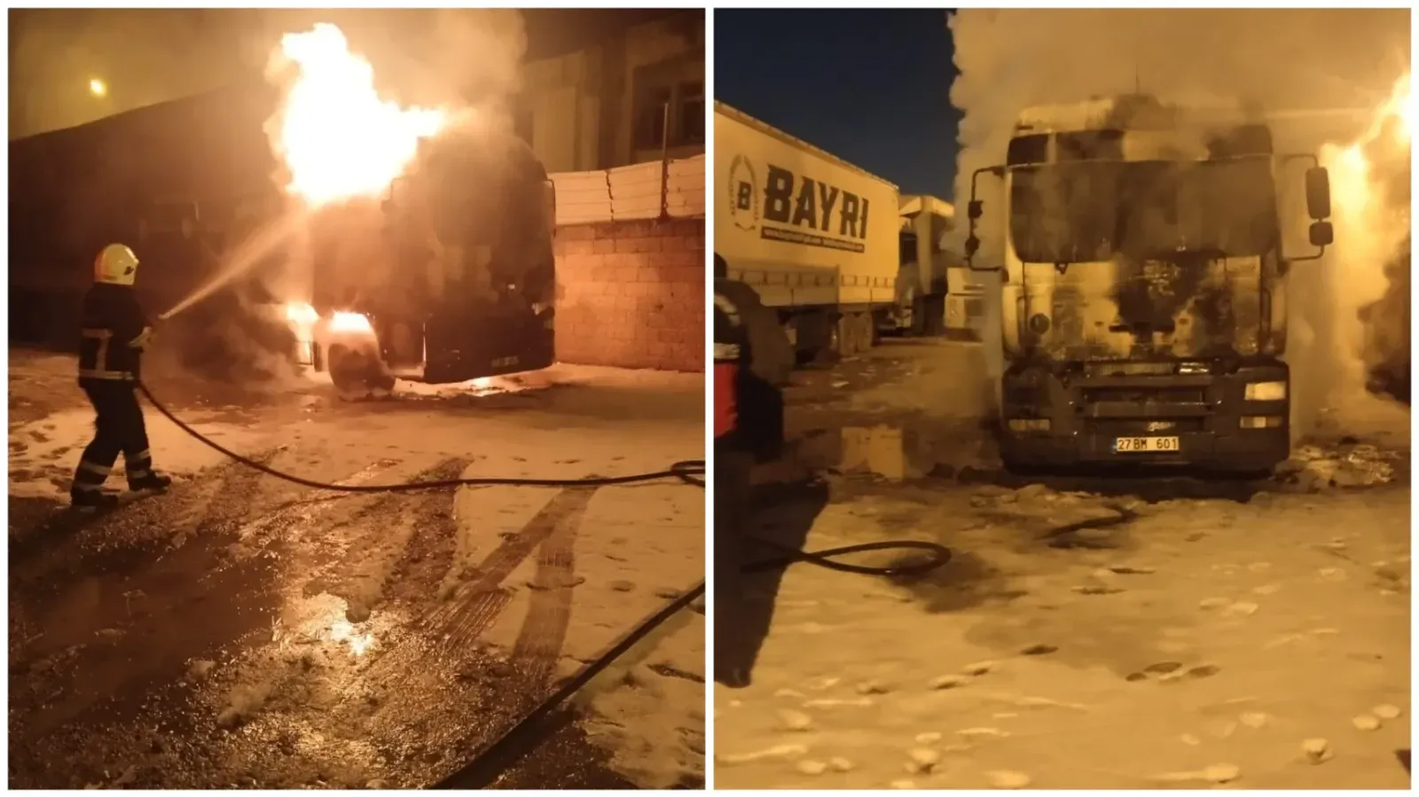 Birecik’te Tır Garajında Yangın Paniği