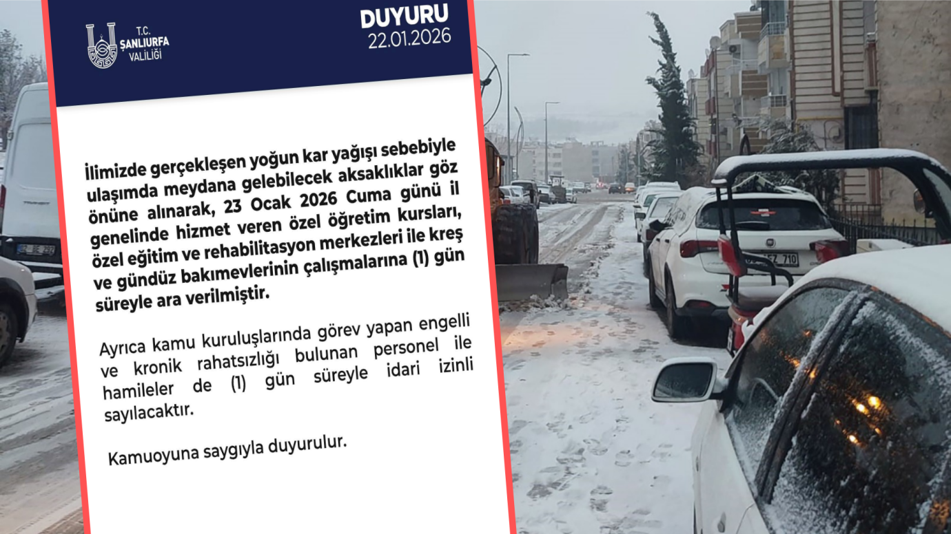 Şanlıurfa’da Kar Yağışı Nedeniyle Kamu Personeline İdari İzin