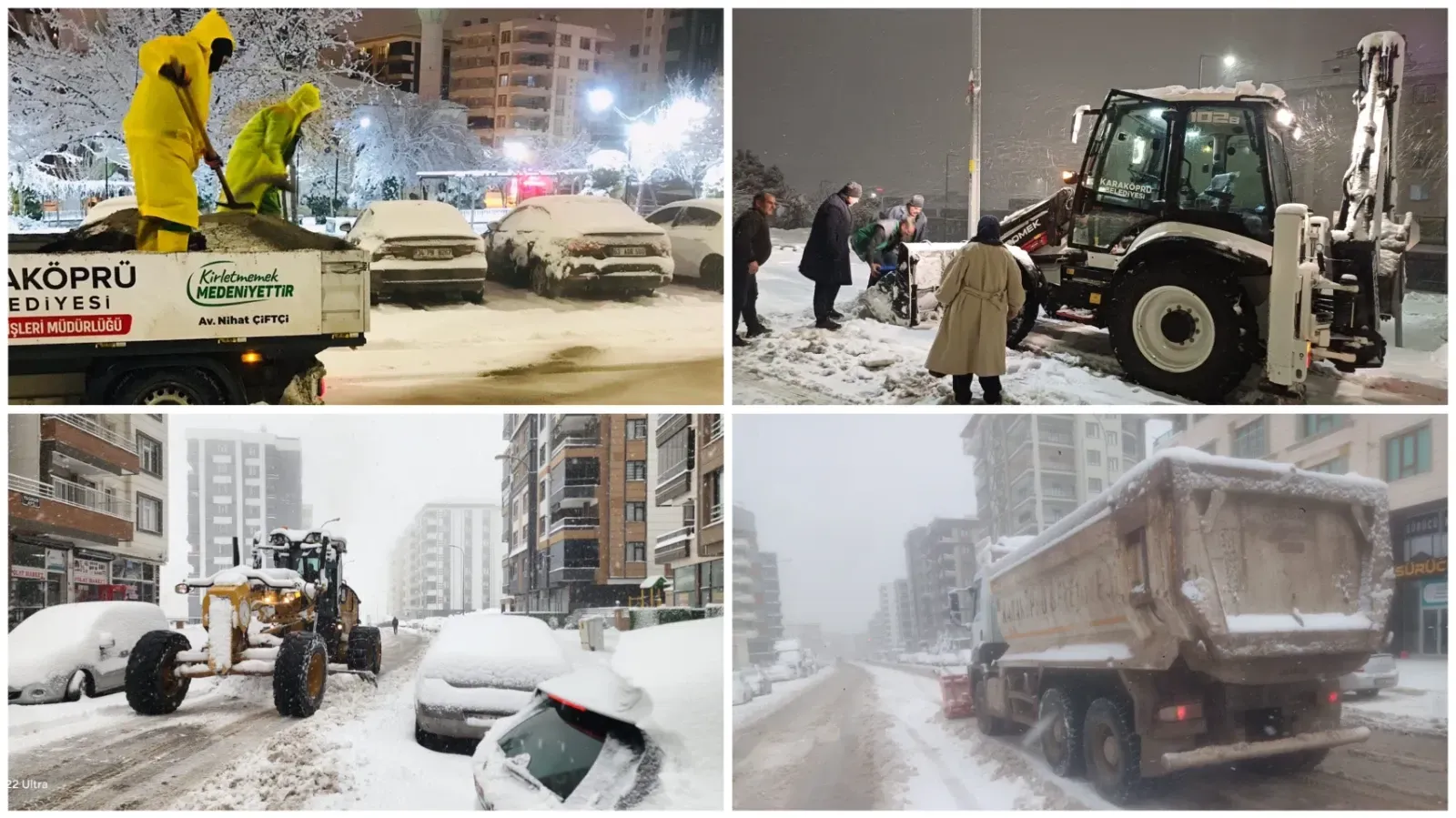 Karaköprü’de Karla Mücadele 230 Personelle Devam Ediyor