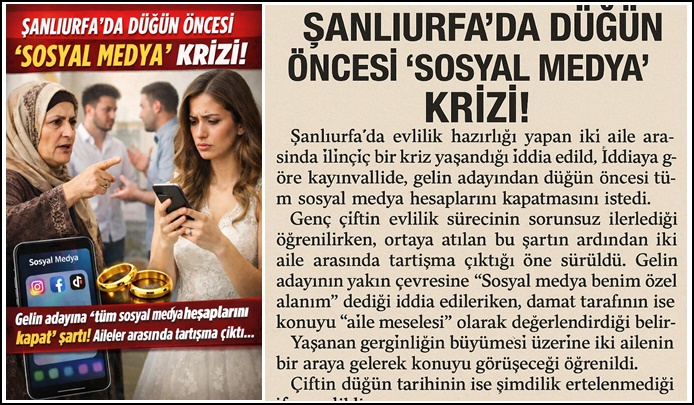 Şanlıurfa’da Düğün Öncesi “Sosyal Medya” Krizi!