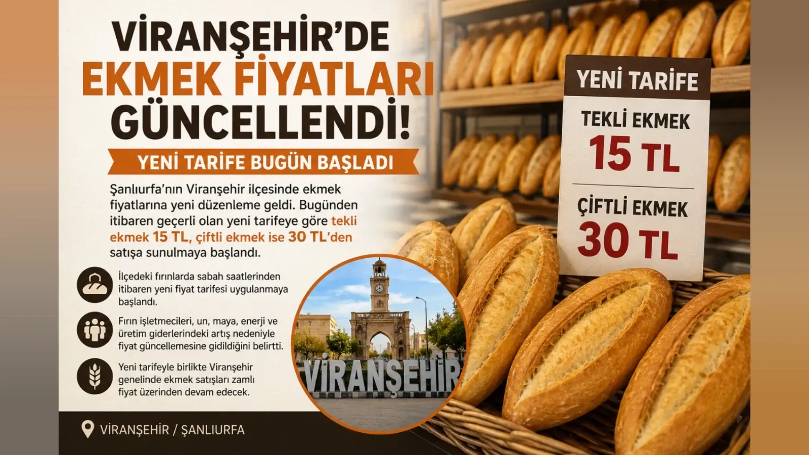 Viranşehir’de Ekmek Fiyatlarına Zam: Yeni Tarife Yürürlüğe Girdi