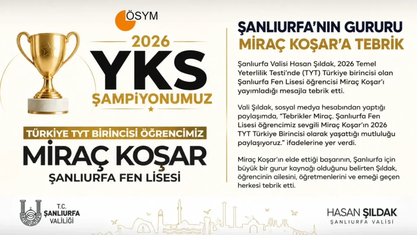 Şanlıurfa'nın Gururu Miraç Koşar'a Vali Şıldak'tan Tebrik