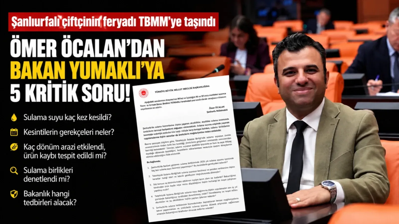Şanlıurfalı Çiftçinin Feryadı TBMM'ye Taşındı