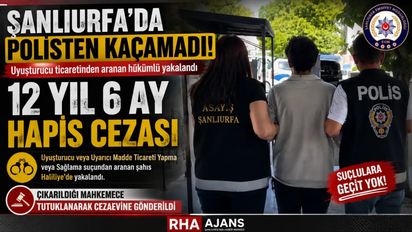 Şanlıurfa'da 12 Yıl 6 Ay Hapis Cezası Bulunan Uyuşturucu Hükümlüsü Yakalandı