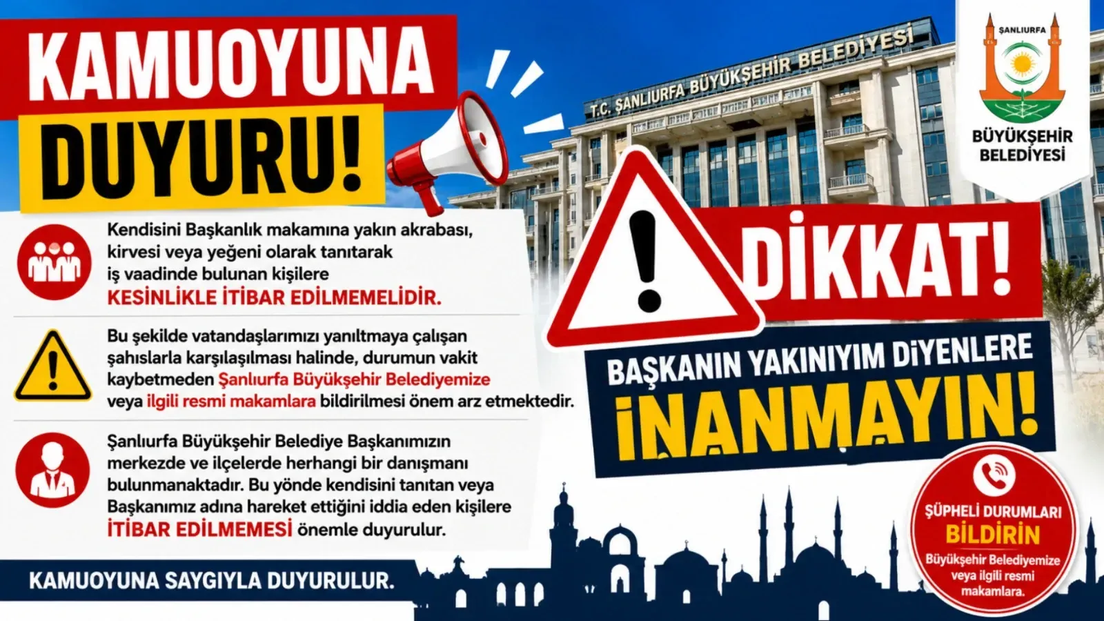 Büyükşehir Belediyesi'nden Kamuoyuna Önemli Duyuru: 