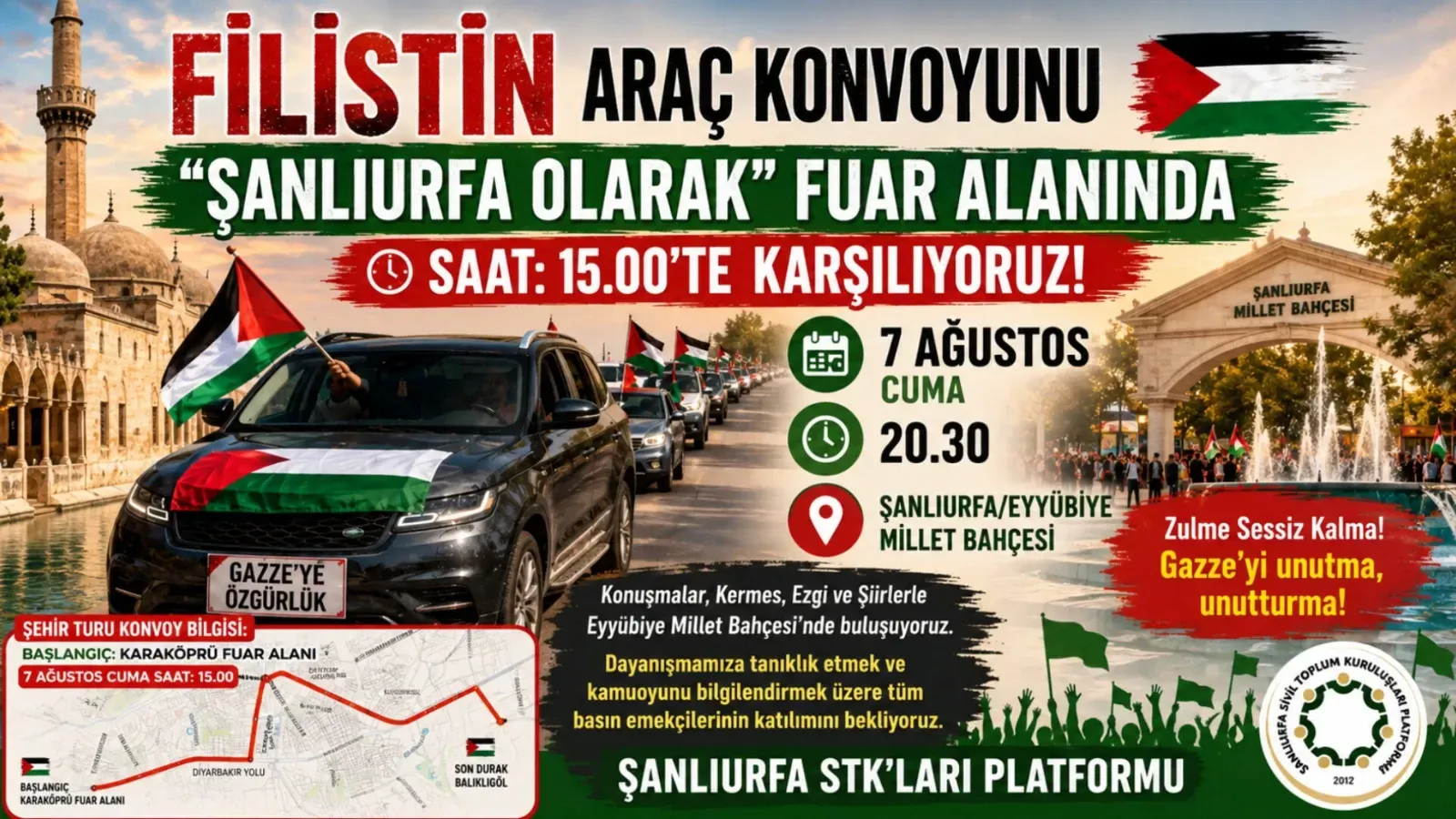 Şanlıurfa, Global Filistin Konvoyunu Karşılamaya Hazırlanıyor: STK'lerden Basına ve Vatandaşlara Davet