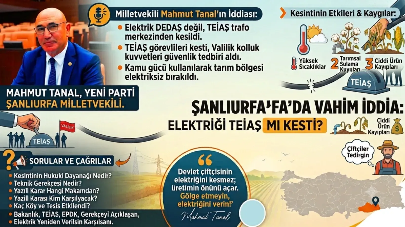 Şanlıurfa’da Vahim İddia: Elektriği TEİAŞ mı Kesti?