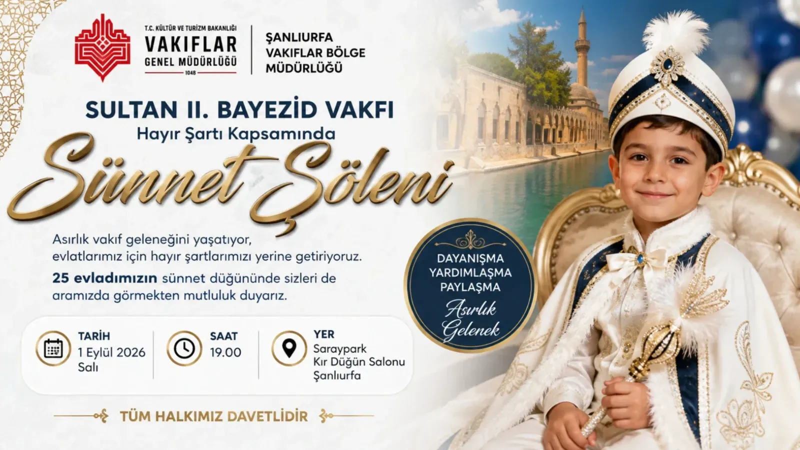 Şanlıurfa’da 25 Çocuk İçin Sünnet Şöleni Düzenlenecek