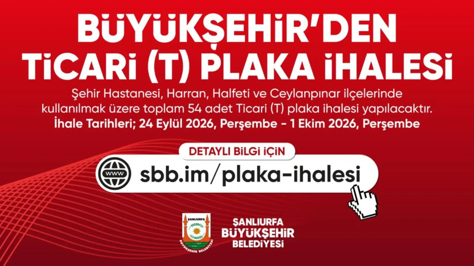 Şanlıurfa’da 54 Ticari Taksi Plakası İhaleye Çıkıyor
