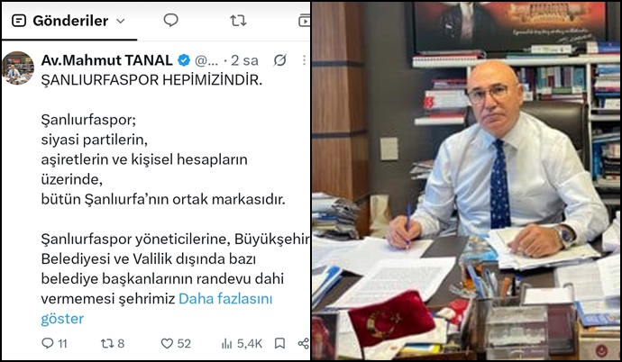 Tanal’dan Şanlıurfaspor İçin “Kalıcı Gelir” Çağrısı: Taşıma Suyla Değirmen Dönmez