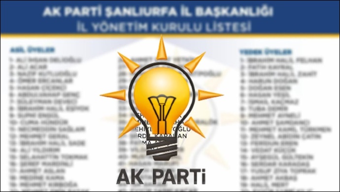 AK Parti Şanlıurfa İl Yönetimi güncel listesi Açıklandı