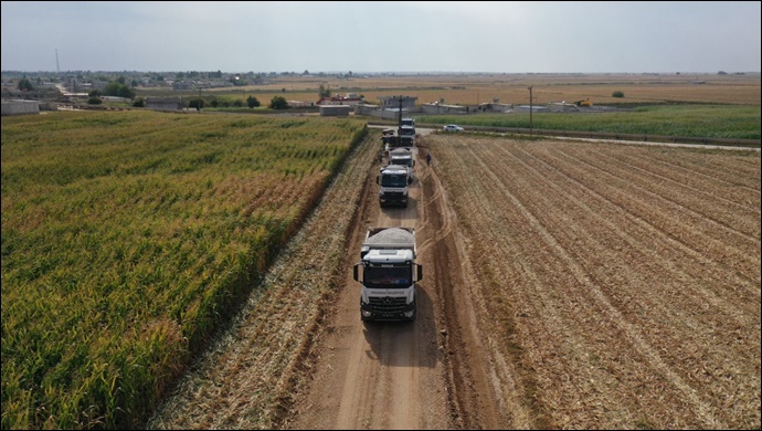 Akçakale'de Kış öncesi Kırsalda stabilize yol çalışması tamamlandı-(VİDEO)