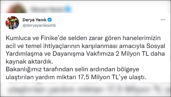 Bakan Yanık: 