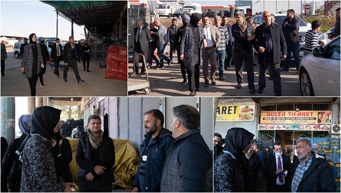 Başkan Ayşe Çakmak, hal pazarı esnafını ve vatandaşları ziyaret etti