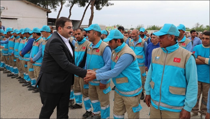 Başkan Canpolat, temizlik personelleri ile bayramlaştı-(VİDEO)