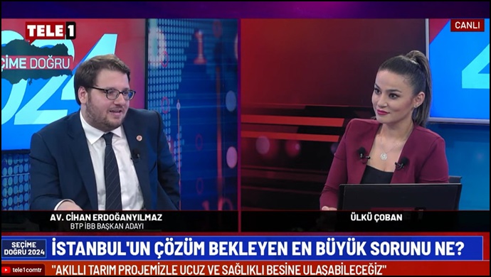 BTP İBB Başkan adayı Cihan Erdoğanyılmaz Tele 1’de sert açıklamalar yaptı
