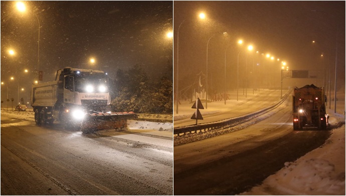 Büyükşehir’in Karla Mücadelesi Sürüyor-(VİDEO)