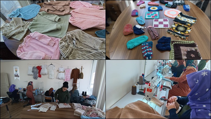 Depremzedeler İçin Yün Kazak Örüyorlar-(VİDEO)
