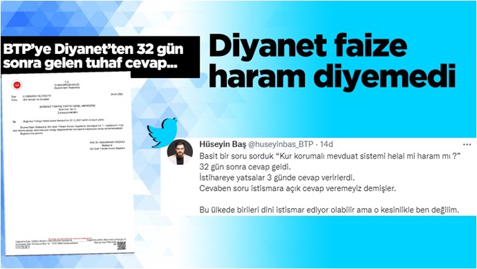 Diyanet faize haram diyemedi