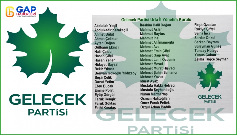 Gelecek Partisi'nin Şanlıurfa İl Yönetimi Belli Oldu