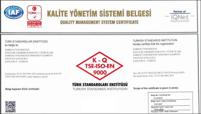Harran Üniversitesi’nin Kalite Yolculuğu, TSE Tarafından Tescillendi