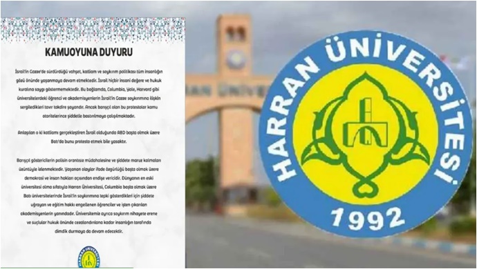 Harran Üniversitesi'nden İsrail'i protesto eden öğrenci ve Akademisyenlere destek