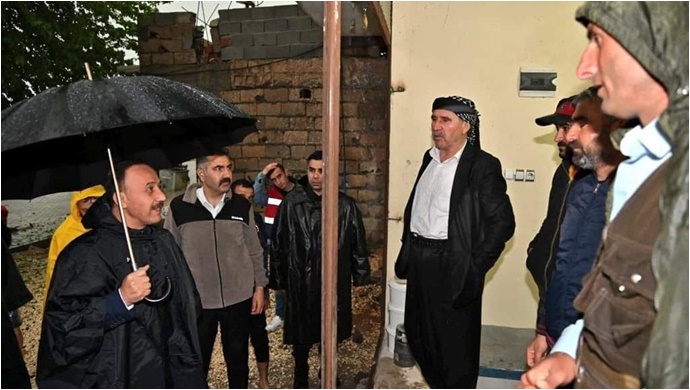 Hilvan'da dolu sonrası sel baskını, Vali Erin bölgede