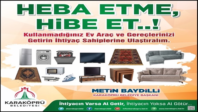 Karaköprü’de Heba Etme Hibe Et Kampanyası