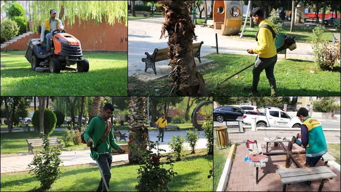 Karaköprü’de Parklar Bakımla Güzelleşiyor-(VİDEO)