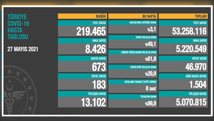 Koronadan 183 kişi daha hayatını kaybetti