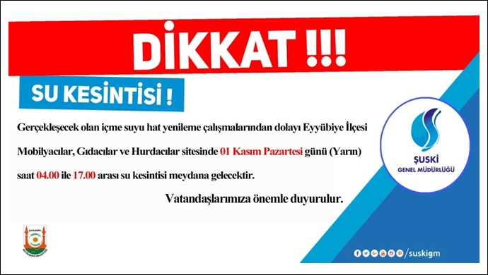 Sanayi Esnafı Dikkat! Şanlıurfa'da Su Kesintisi