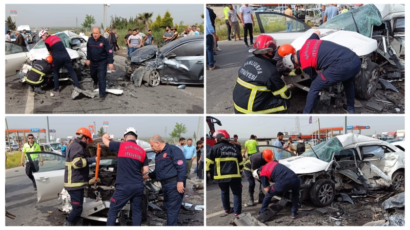 Şanlıurfa -Gaziantep karayolunda zincirleme kaza:1 ölü,4 yaralı