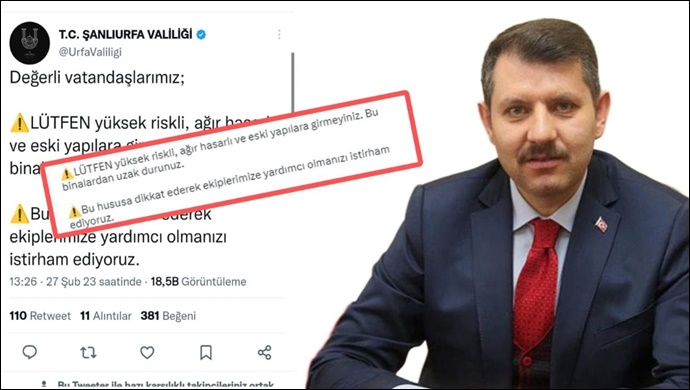 Şanlıurfa Valiliği resmen uyardı! Riskli binalara girmeyin..