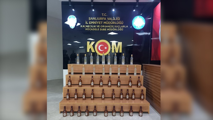 Şanlıurfa'da 45 şişe sahte içki ele geçirildi