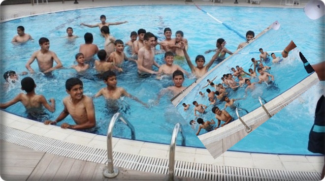 Şanlıurfa’da hava sıcaklıgı artı yüzme havuzlarına ilgi arttı 
