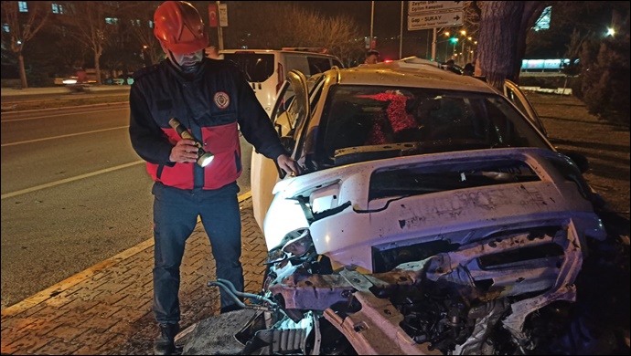 Şanlıurfa’da otomobil ağaca çarptı! 2 kişi yaralandı