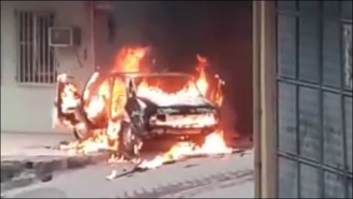 Şanlıurfa'da Otomobil Cayır Cayır Yandı 