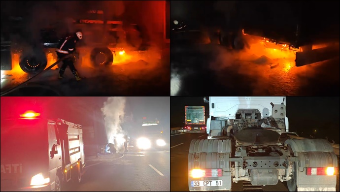 Şanlıurfa'da seyir halindeki tır yandı İtfaiye müdahale etti